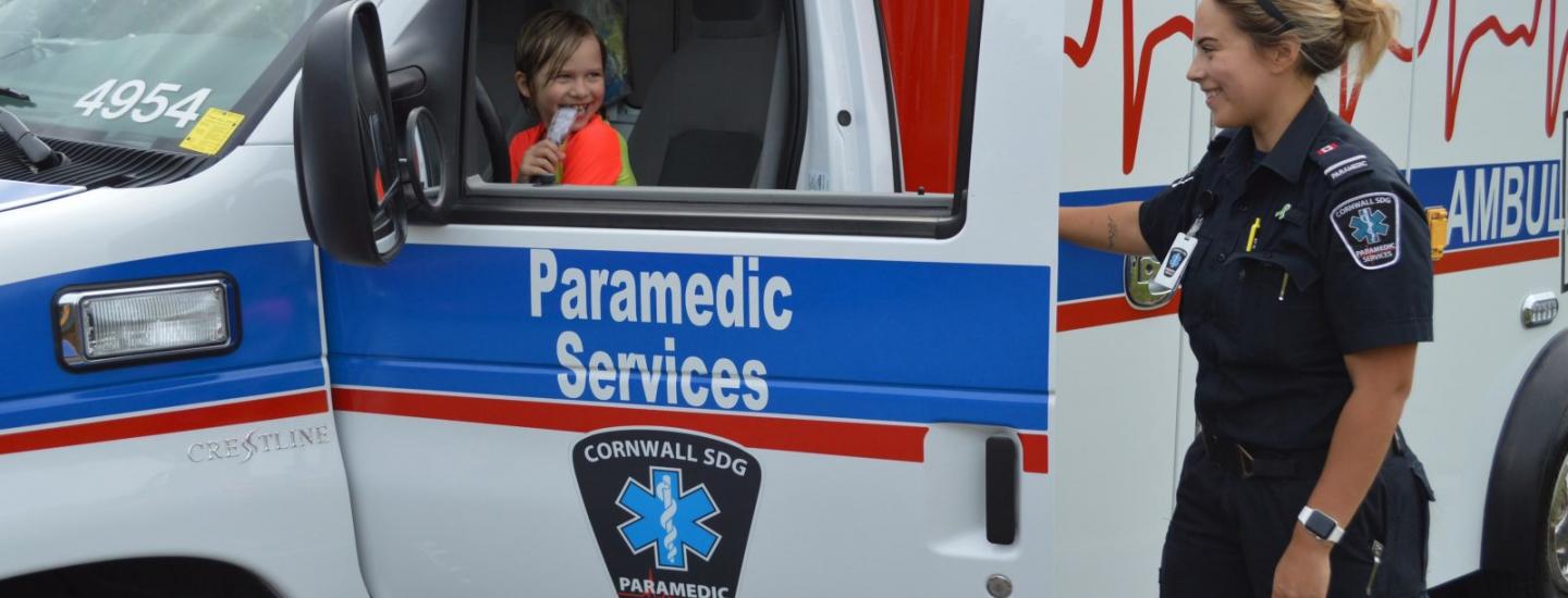 Paramedic services ambulance and paramedic are shown.
