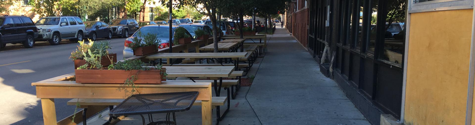 patio on the sidewalk