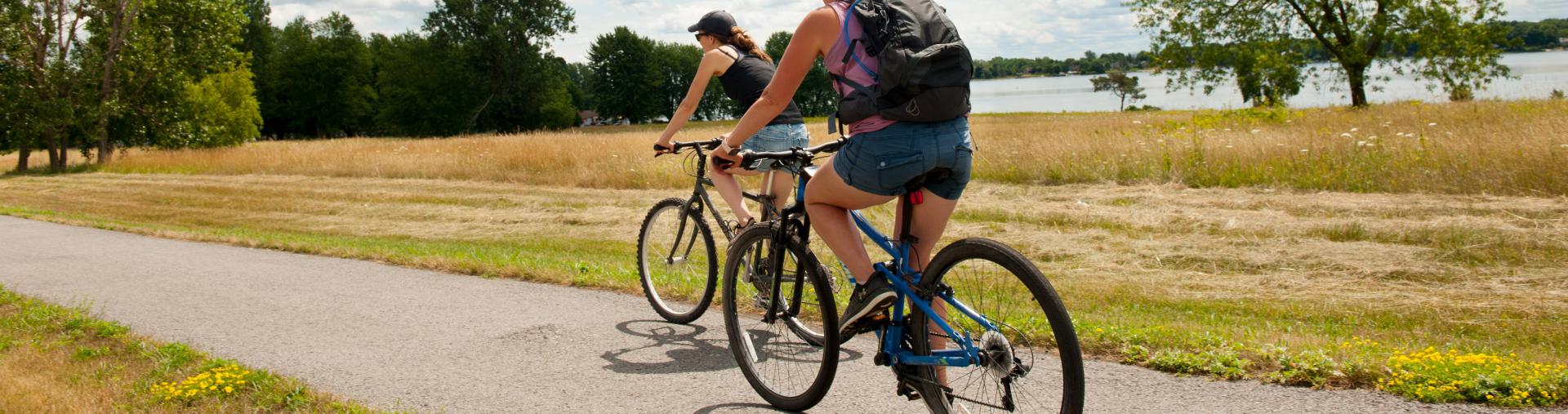 Cyclers on the waterfront.