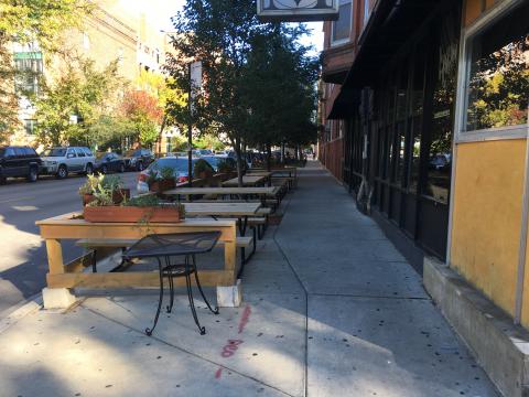 patio on the sidewalk