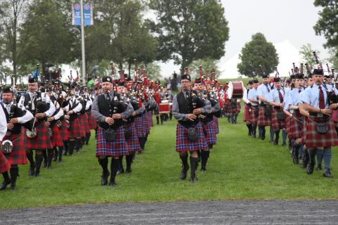 Massed bands at the Glengarry Highland Games.