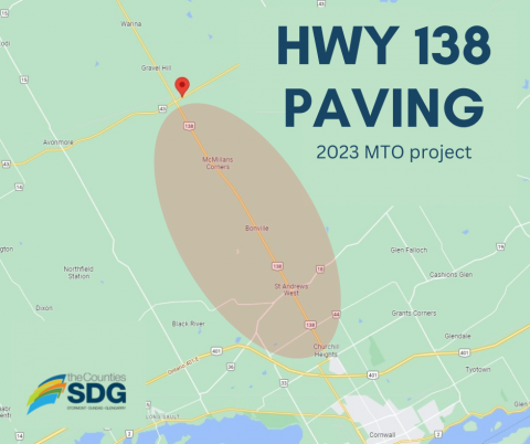 Highway 138 will be paved from Cornwall to Monkland.