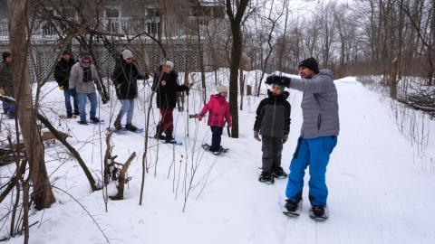 Visitors head out on a guided snowshoe hike at Cooper Marsh Conservation Area in South Glengarry during RRCA and MCA’s recent World Wetlands Day Celebration. 