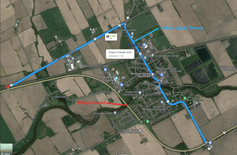Chesterville bridge closure map
