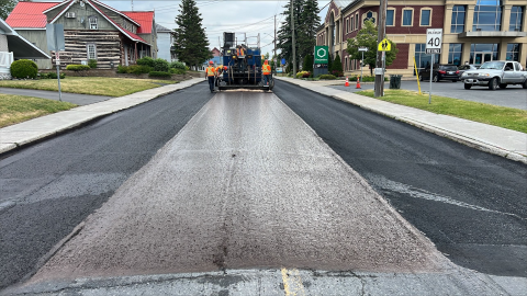 Microsurfacing work is completed.