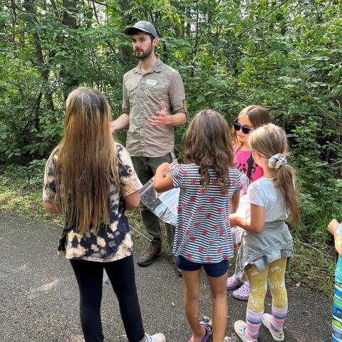 Nature Interpreter, Scott Braithwaite, leading participants through a guided walk during South Stormont’s Exploring Nature event on August 4.
