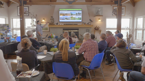 RRCA's Brendan Jacobs showcases different agricultural stewardship projects during a 2020 Agri-Action event for local farmers.