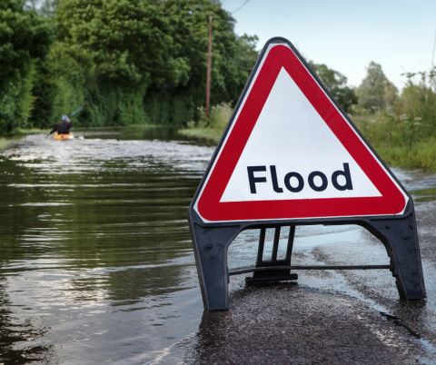 Flood warning sign