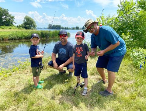 Young anglers get ready to catch some fish from Gray's Creek.
