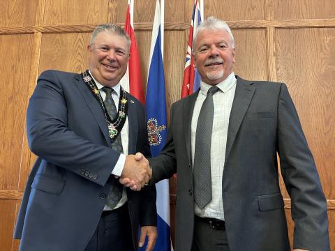Warden Martin Lang and Warden-elect Francois Landry