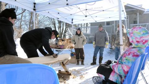 In this photo from last year's World Wetlands Day event at Cooper Marsh, basket maker Angello Johnson demonstrates how the Mohawks of Akwesasne collect splints from black ash trees for traditional basking weaving materials.