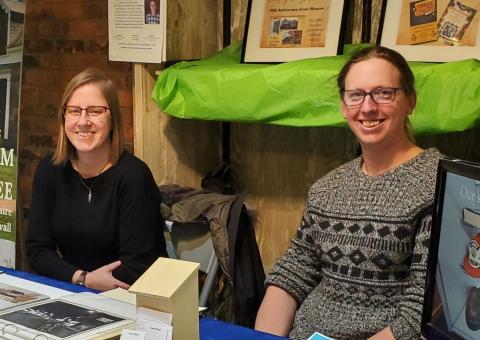 Bridget Roussy and Martin Vander Byl, Historical Society and Marketing committee members, review plans for the June 13 Sock Hop at the RCAFA Wing on Water Street.